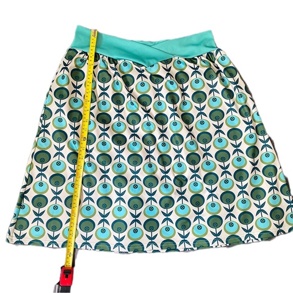 Misslook Retro Midi-Skirt 70’s Inspired Groovy Olive Printed MCM Style Size L - Picture 7 of 8